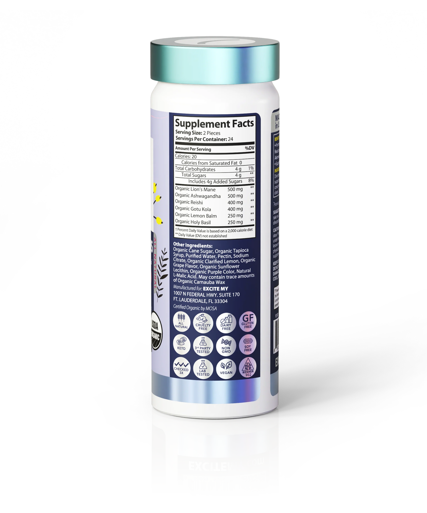 Excite My Calm X Focus Organic Lion's Mane Mushroom Gummies