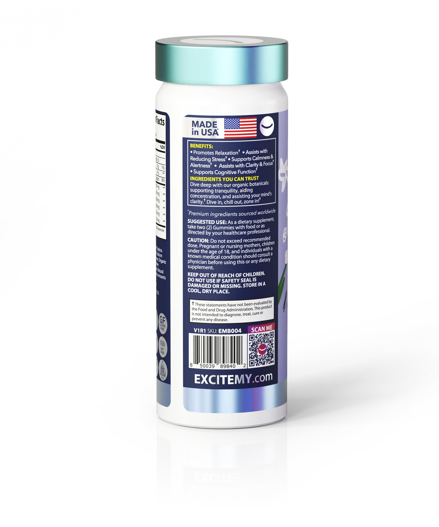 Excite My Calm X Focus Organic Lion's Mane Mushroom Gummies