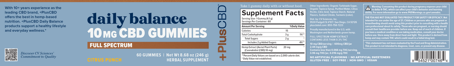 PlusCBD Daily Balance Citrus Punch Gummies