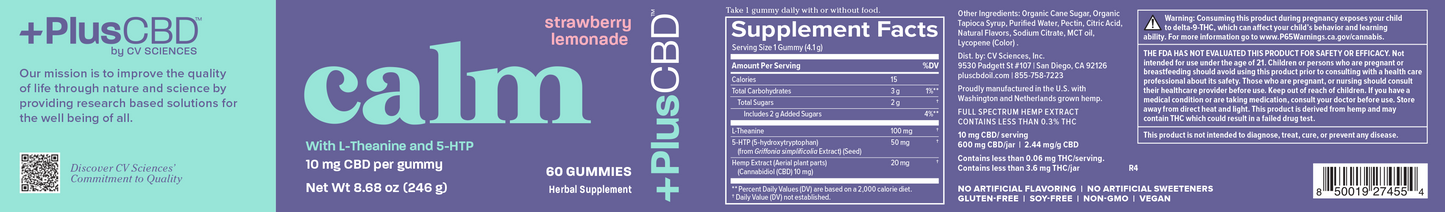 PLUSCBD Calm Strawberry Lemonade Gummies