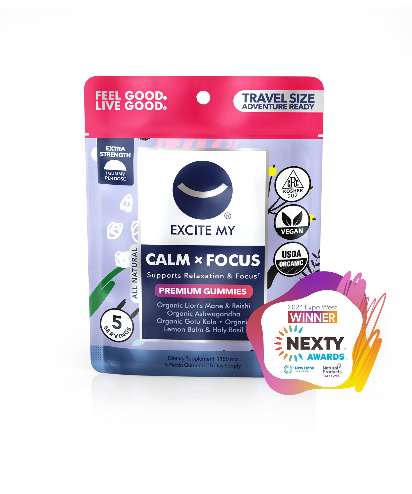 Excite My Calm X Focus Organic Lion's Mane Mushroom Gummies