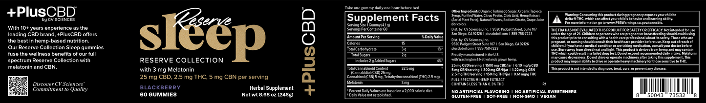 PlusCBD Reserve Collection Sleep Gummies Blackberry